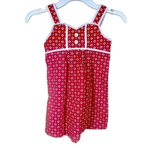 Hanna Andersson Toddler Girls Dress Red & White Size 3T